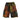pair of bohemian ethnic print rustic patchwork cargo shorts with five pockets, stonewashed cotton, and a drawstring waist