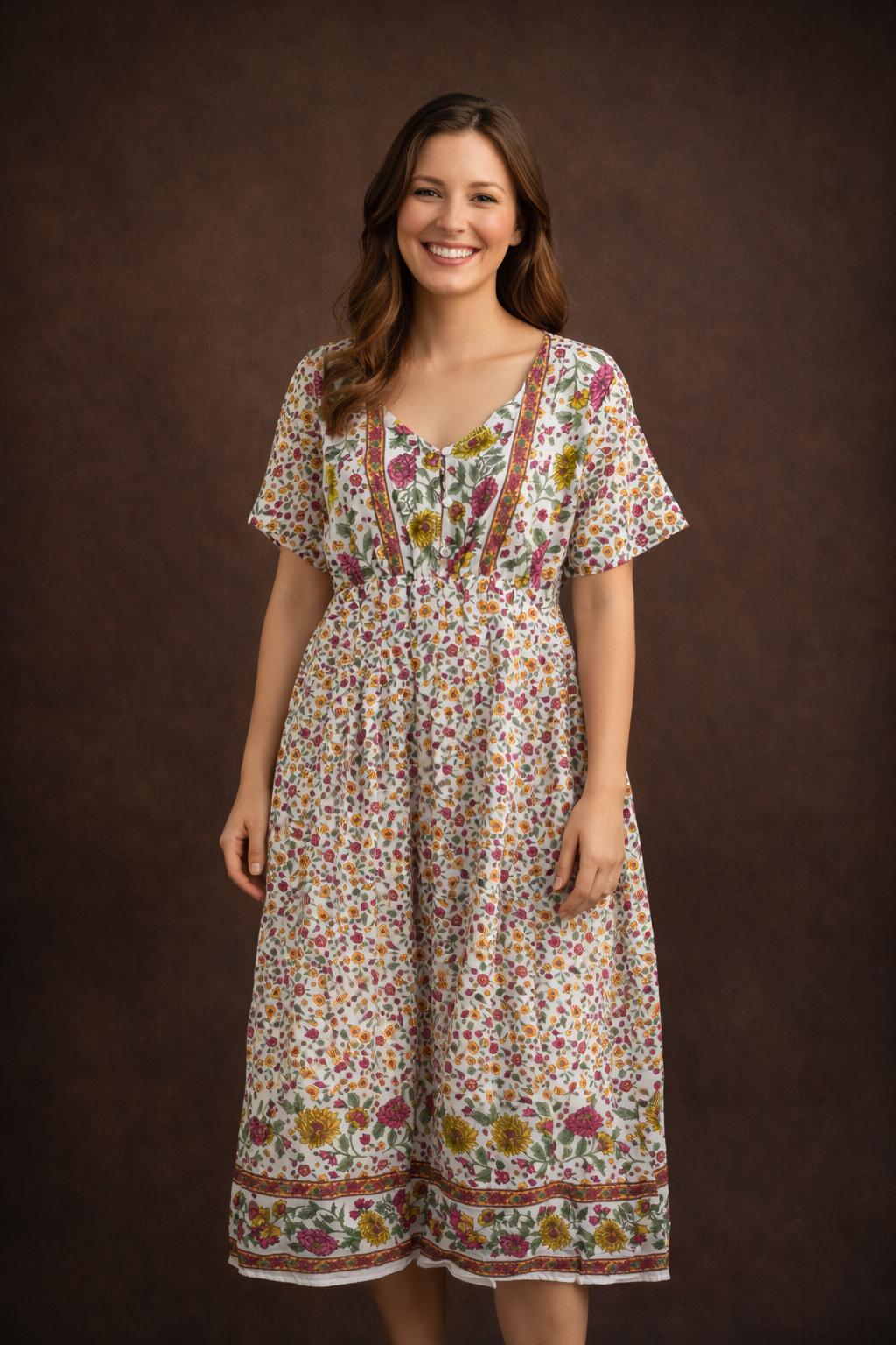 indian cotton boho dresses with sleeves Cotton Long Dress: Indian Block Print, Full Sleeve Boho Maxi