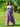 halter neck, maxi dress with a paisley floral print in shades of blue and purple