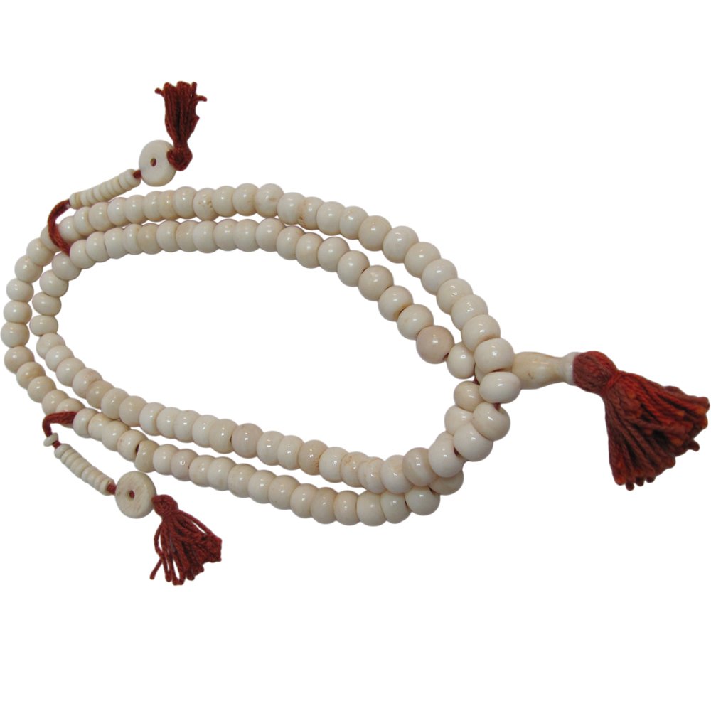Tibetan 108ct White Bone Mala Hindu Prayer Bead Necklace – Ambali Fashion
