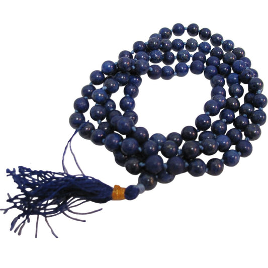 Lapis Lazuli Yoga Meditation Chakra Knotted Mala Prayer Bead Necklace - Ambali Fashion Necklaces accessory, bohemian, boho, eastern, ethnic, gypsy, hippie, indian, meditation, new age, sixtie