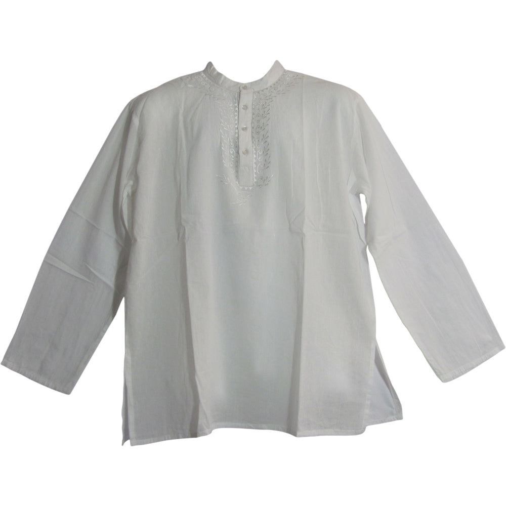 INDIAN SHIRT KURTA - Men Top Tunic Long Sleeve Shirt, Cotton Long Kurta,  100% Cotton Men's Shirts, Cotton Mandarin Collar, Traditional Kurta