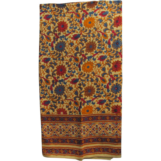 Indian Natural Tones Handloomed Bohemian Cotton Sunflower Handblock Print Bedspread Throw Tapestry - Ambali Fashion Tapestries 