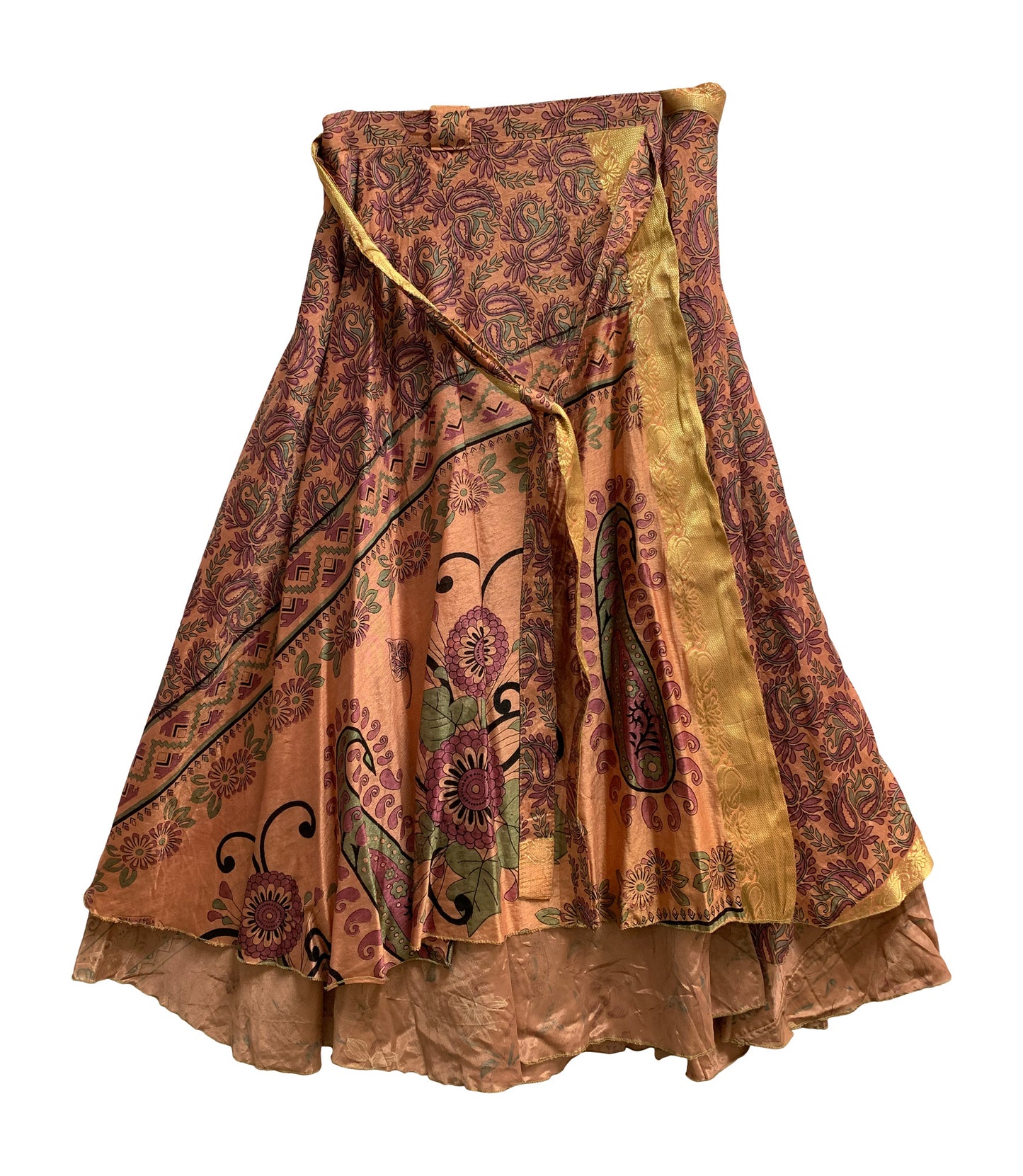 JK Indian Magic Bohemian Gypsy Silk Reversible Wrap-Around Long Skirt - Ambali Fashion Skirts bohemian, boho, casual, classic, eastern, ethnic, gypsy, hippie, indian, new age, sixties, tradit