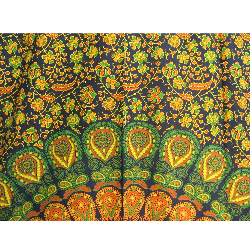 Indian Bohemian Mandala Floral Cotton Yoga Meditation Tab Top Panel Curtain Window Covering - Ambali Fashion Tapestries 