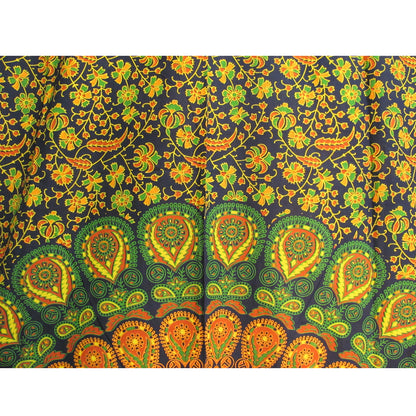 Indian Bohemian Mandala Floral Cotton Yoga Meditation Tab Top Panel Curtain Window Covering - Ambali Fashion Tapestries 
