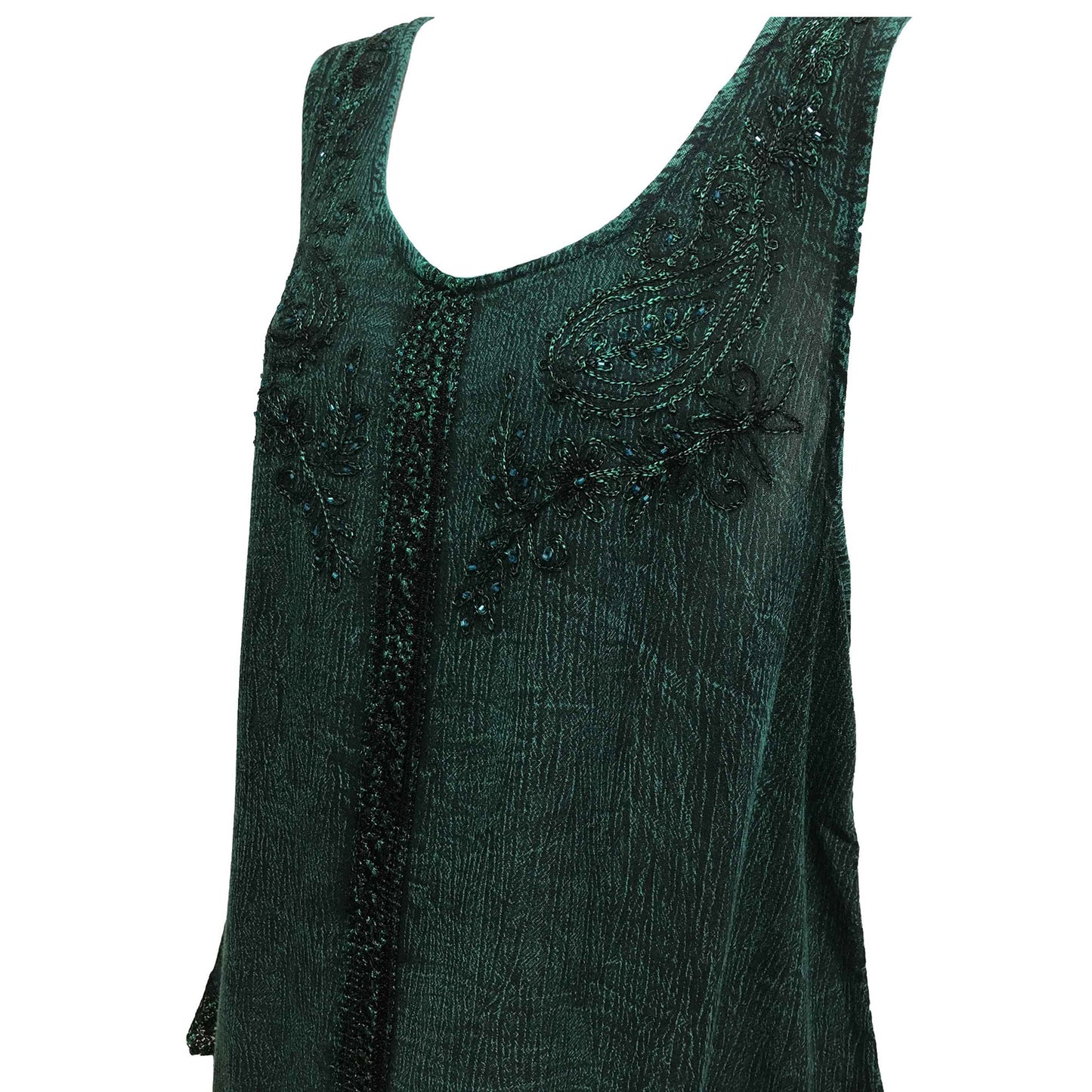 Indian Bohemian Marble Wash Embroidered Cotton Sleeveless Cami Blouse Top