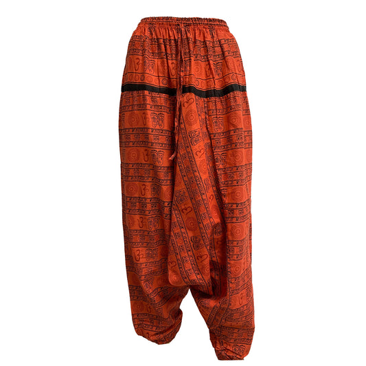 Bohemian Indian Cotton 'Om Namah Shivay' Alibaba Baggy Jumpsuit Yoga Harem Pants