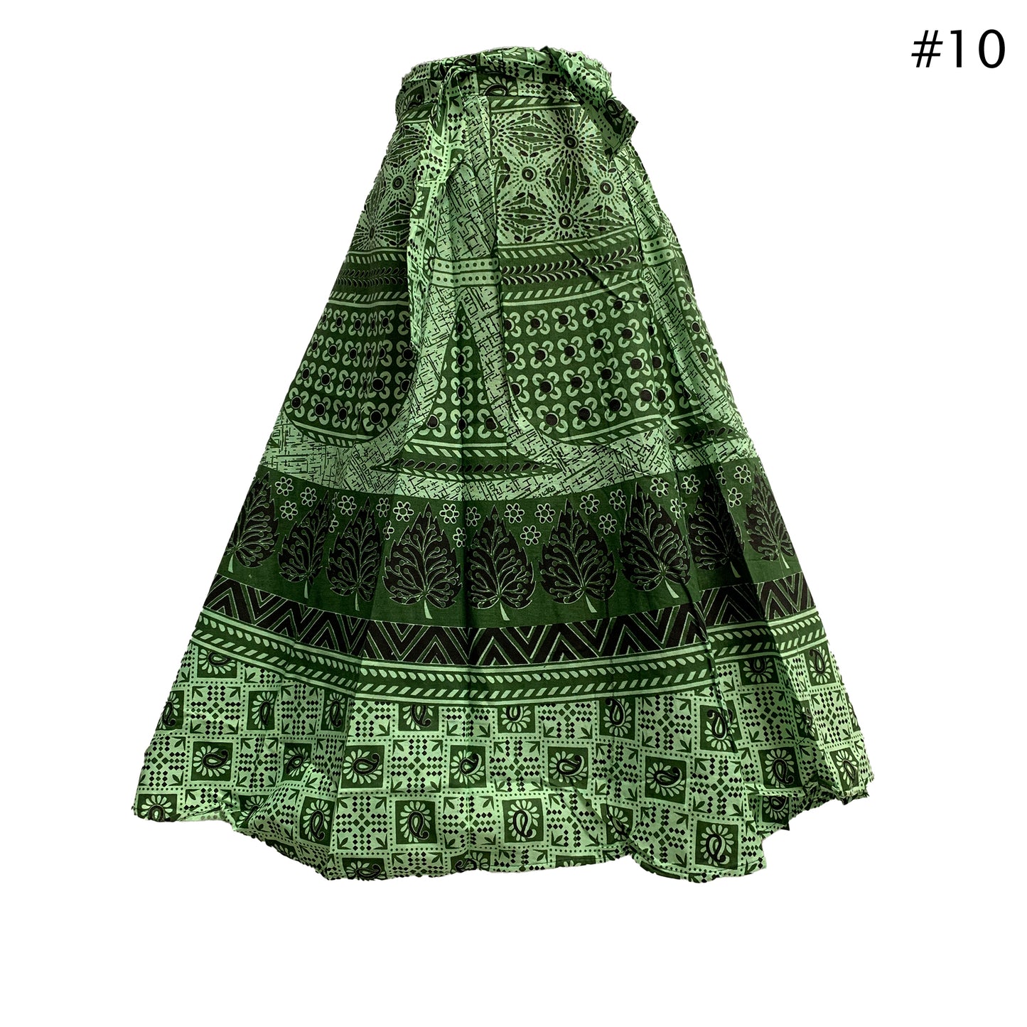 Boho Indian Ethnic Printed Wrap Around Mid Length Midi Pure Cotton Skirt