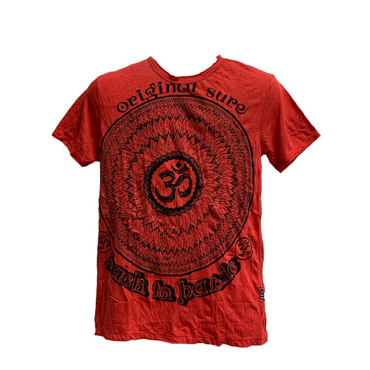 Sure Men's Om Yoga Hippie Boho Crinkled Cotton T-Shirt #158
