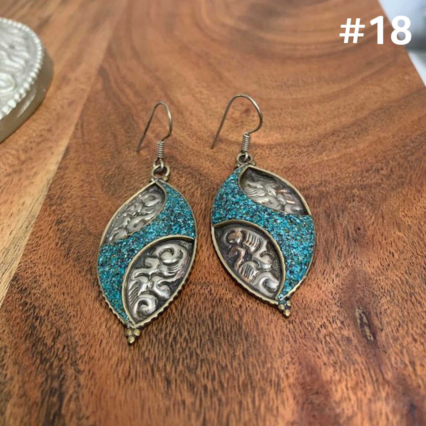 Bohemian Gypsy Vintage Tibetan Silver Yoga Turquoise Dangling Hook Earrings #18