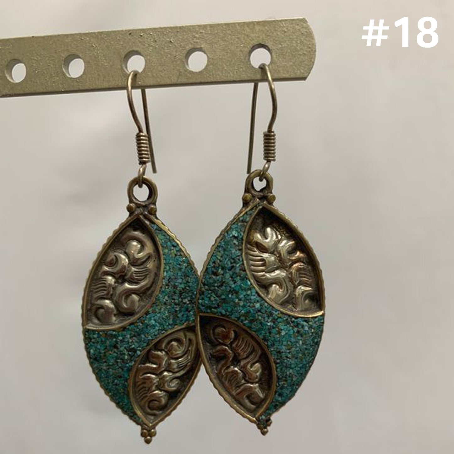 Bohemian Gypsy Vintage Tibetan Silver Yoga Turquoise Dangling Hook Earrings #18