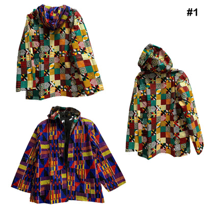 Bohemian Unisex African Ethnic Print Reversible Hoodie Jacket Mens Cotton Festival Womens Plus Size Jacket Shirt With Pockets