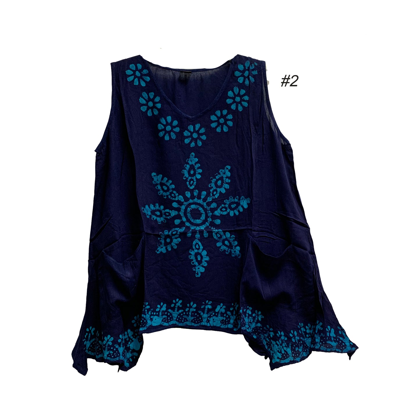 Women's Plus Size Ethnic Paisley Print Summer Spring Sleeveless Two-Pocket Tunic Cami Tank Top Jaya Boho Blouse