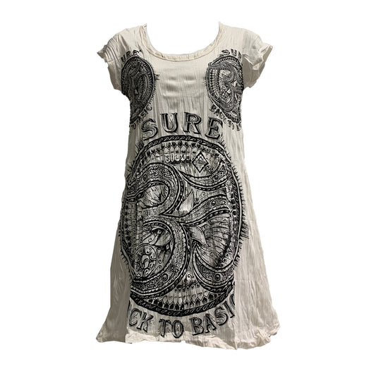 Sure Hippie Yoga Om Crinkled Cotton Short-Sleeve Tunic Dress T-Shirt #32
