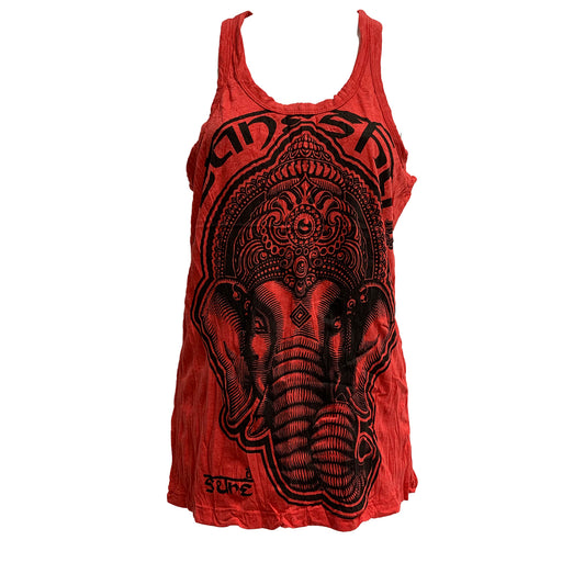 SURE Men's Hippie Yoga Ganesh Crinkled Cotton Sleeveless Tank Top T-Shirt #57