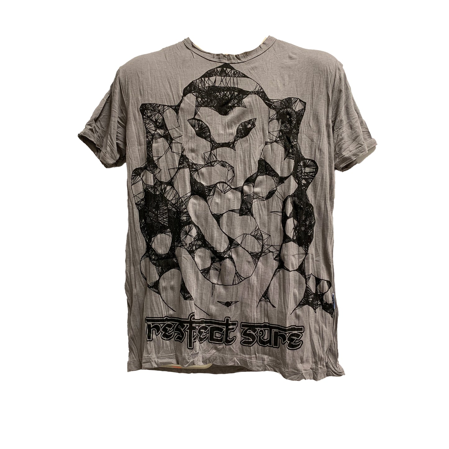 Sure Men's Gray Ganesh Hippie Boho Crinkled Cotton T-Shirt #79