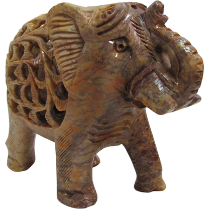 Collectable Handmade Soapstone Elephant w/ Baby Sculpture Figurine Statue #6