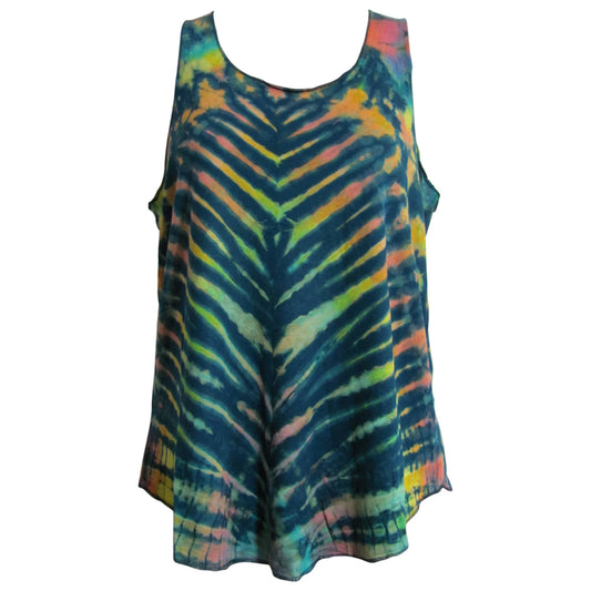 Hippie Boho Tie-Dye Sleeveless Stretchable Spandex Yoga T-Shirt Tank Top Cami