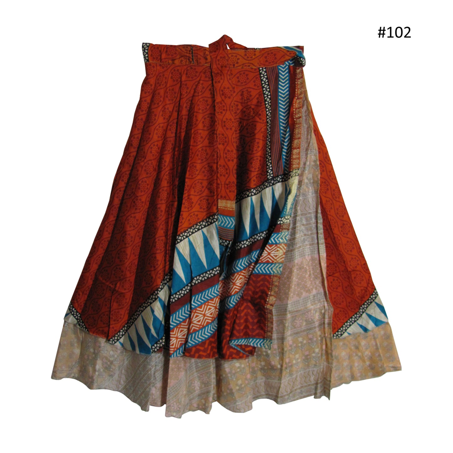 JK Indian Magic Bohemian Gypsy Silk Reversible Wrap-Around Long Skirt