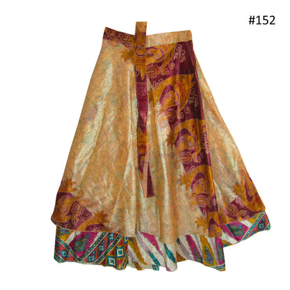 JK Indian Magic Bohemian Gypsy Silk Reversible Wrap-Around Long Skirt