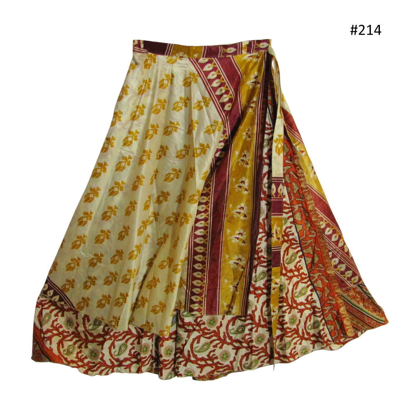 JK Indian Magic Bohemian Gypsy Silk Reversible Wrap-Around Long Skirt