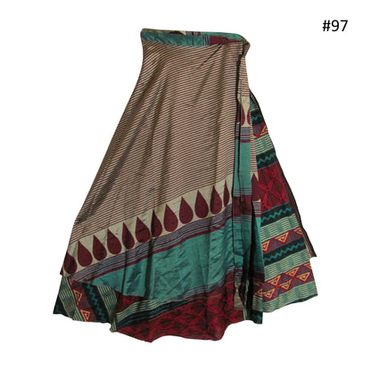 JK Indian Magic Bohemian Gypsy Silk Reversible Wrap-Around Long Skirt