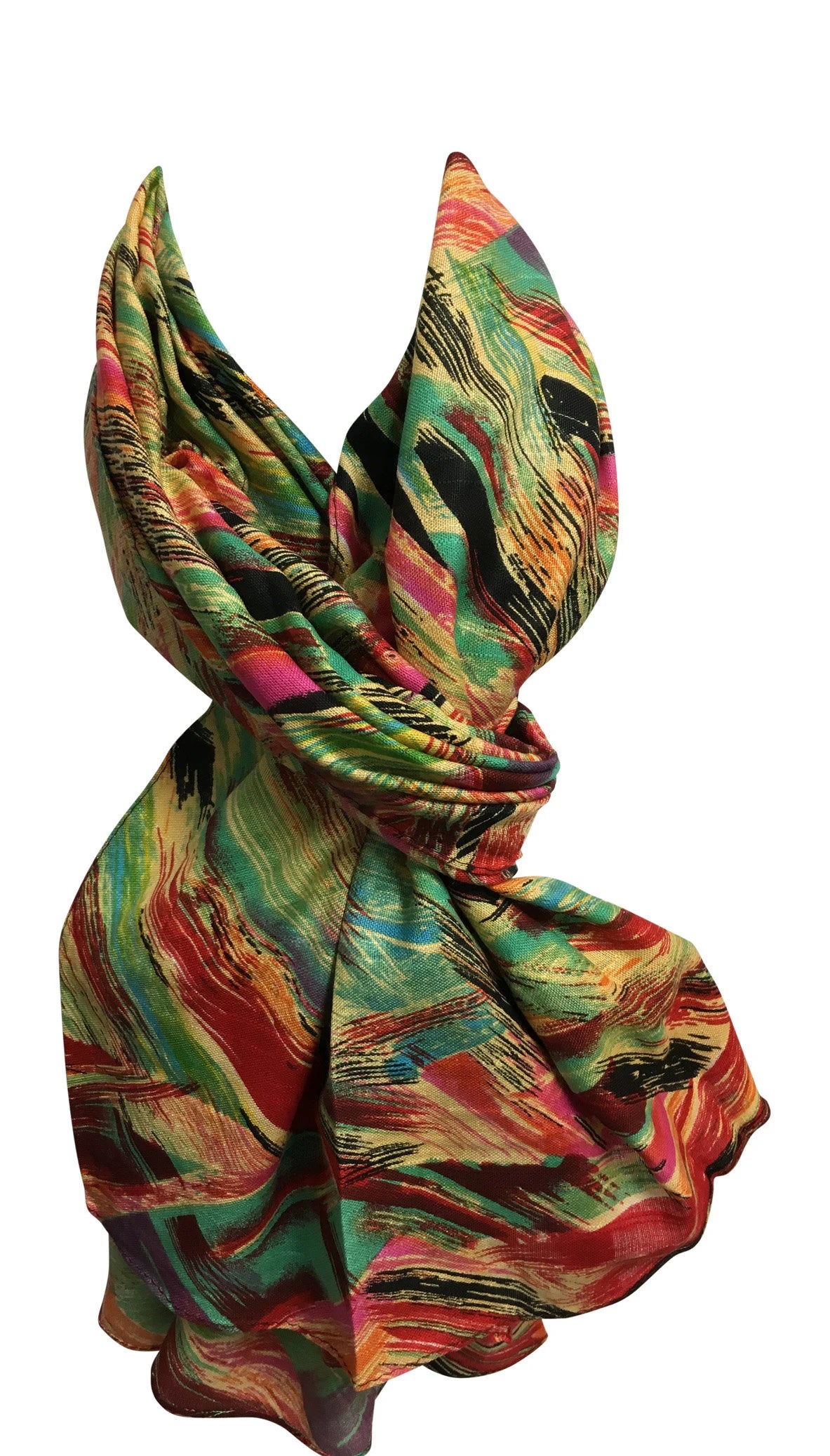 Multicolored Brush Paint Print Long Scarf Stole JK431