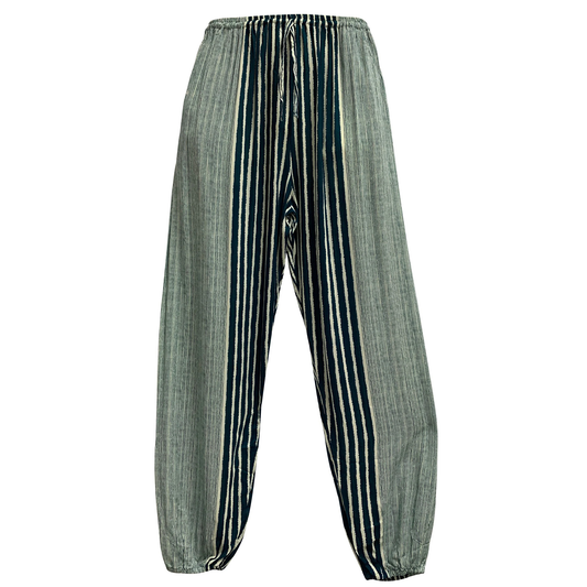 Men's Ethnic Print Boho Casual Unisex Yoga Lounge Striped Harem Pants Trousers with Pockets