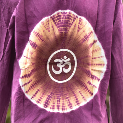Men's Bohemian Yoga Cotton Embroidered Om Print Mandarin Collar Tunic Shirt