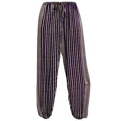 Men's Ethnic Print Boho Casual Unisex Yoga Lounge Striped Harem Pants Trousers with Pockets