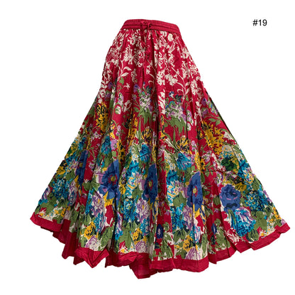 Women's Plus Size Ethnic Cotton Bohemian Flared Full Circle Umbrella Cut Long Midi Gypsy Skirt Renu