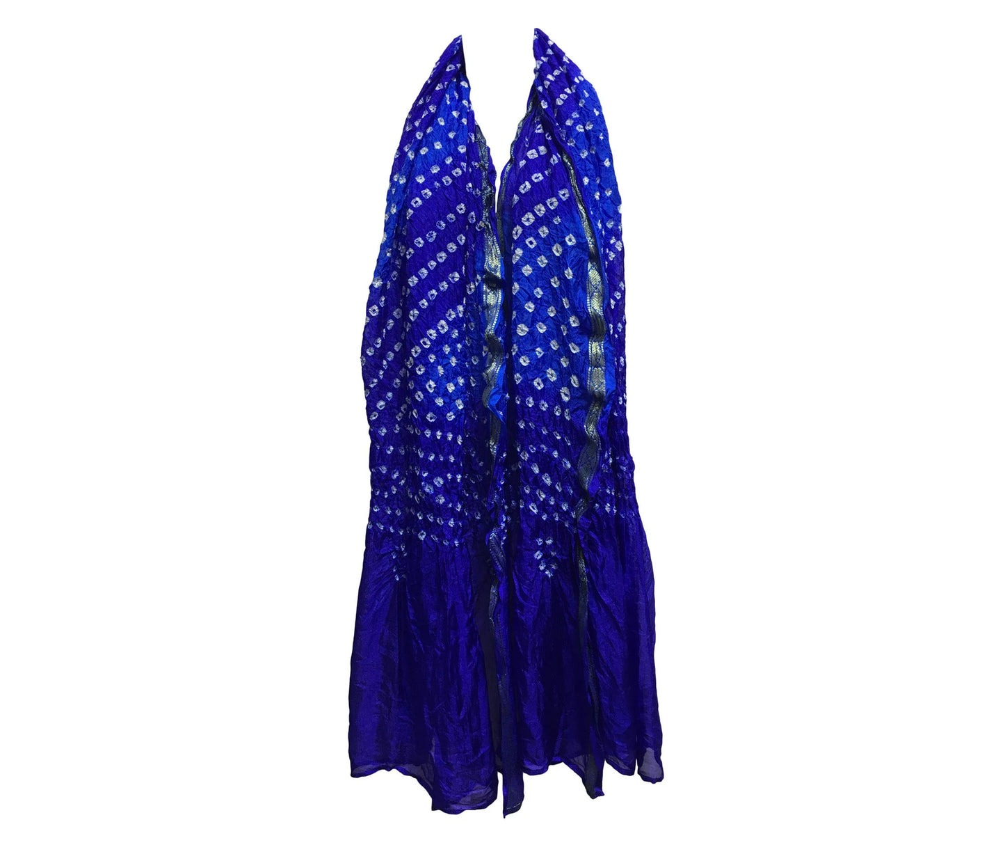 Indian Ethnic Pure Silk Bandhej Art Large Crinkled Tie-Dye Scarf Shawl Wrap