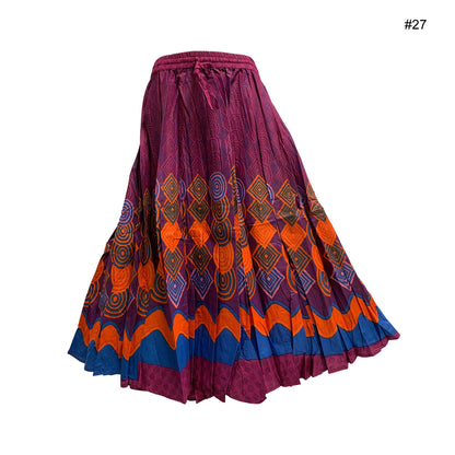 Women's Plus Size Ethnic Cotton Bohemian Flared Full Circle Umbrella Cut Long Midi Gypsy Skirt Renu