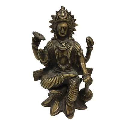 Handmade Antique Finish Brass Hindu Shri Vishnu God of Preserver Statue Sculpture Figurine