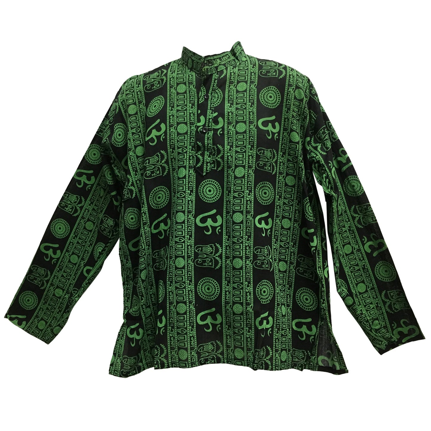 Men's Boho indian ethnic print Yoga Hippie Cotton Long Sleeve Shirt