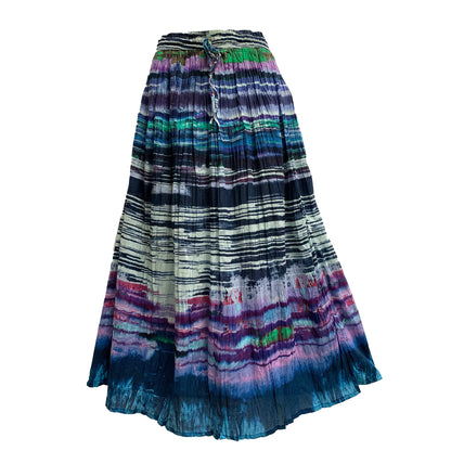 JK Indian Cotton Crinkle Broomstick Bohemian Gypsy Printed Long Skirt #3