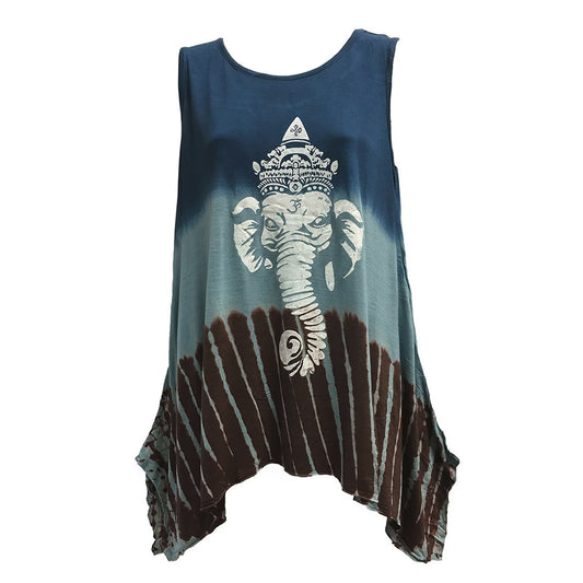 Ganesh Sleeveless Stretchable Spandex Tie-Dye T-Shirt Tank Top Cami