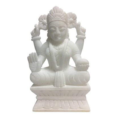 Hand-Carved White Marble Lakshmi Hindu Goddess Wealth Beauty Statue Sculpture #5