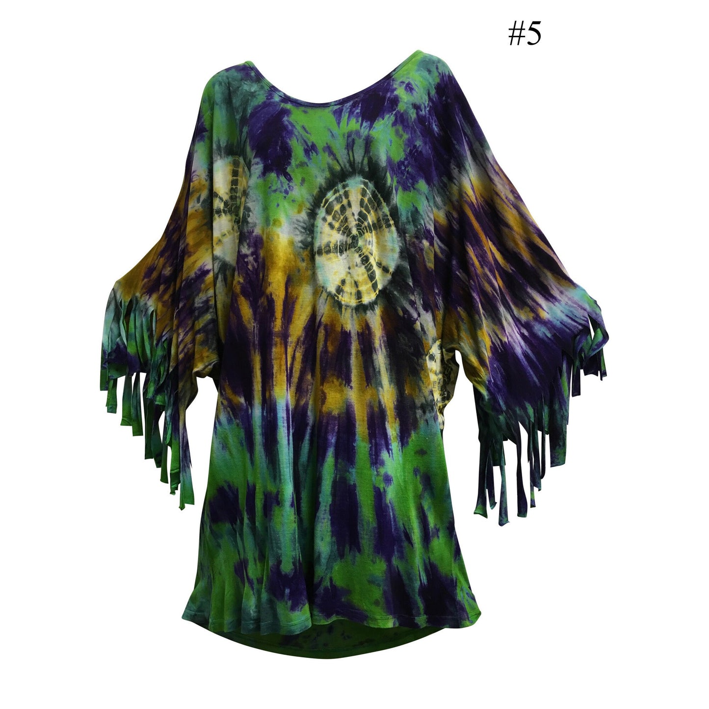 Urban Fashion Bohemian Lagenlook Long Tie-Dye Tunic Dress Blouse