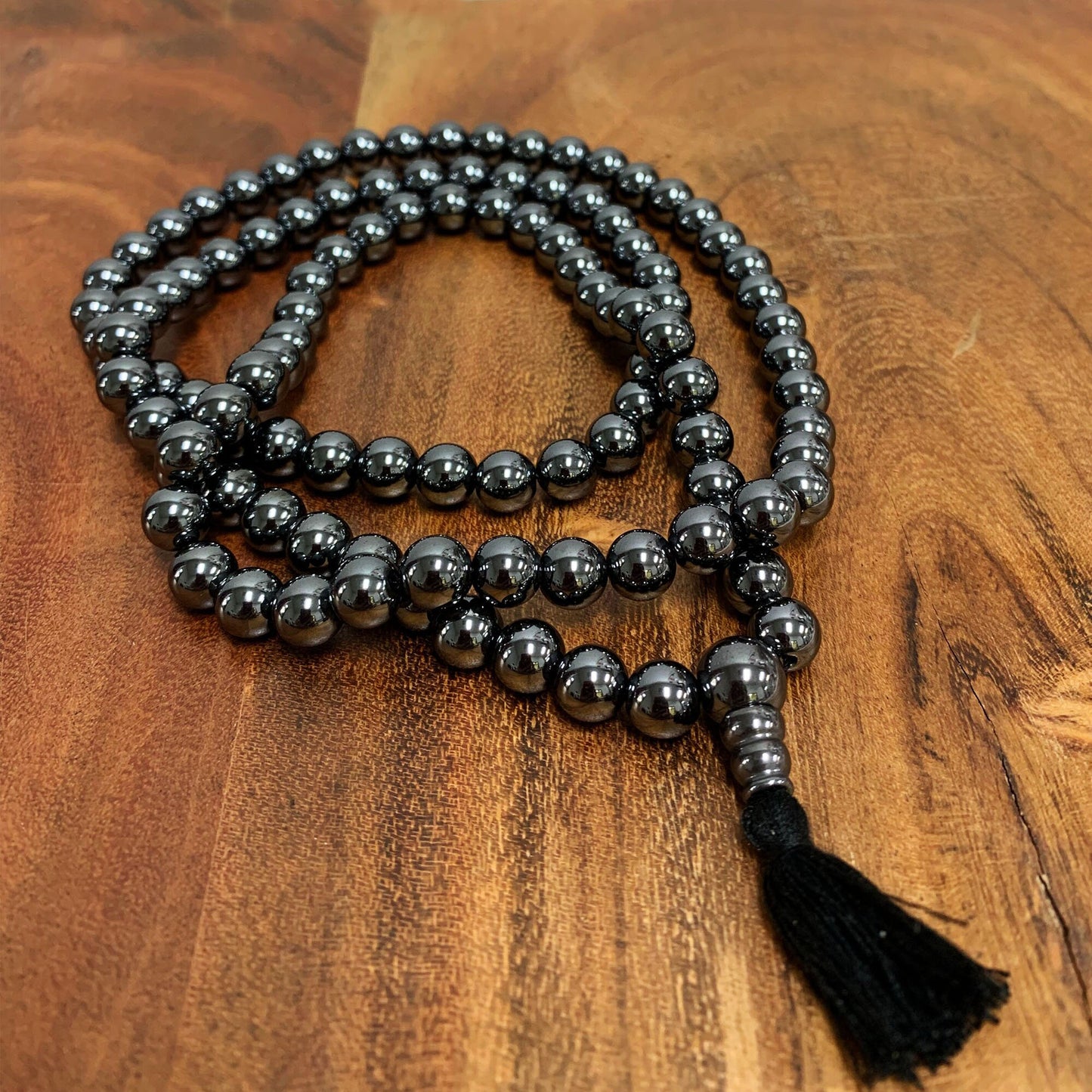 Tibetan 108 Count Hematite Mala Hindu Prayer Yoga Meditation Necklace