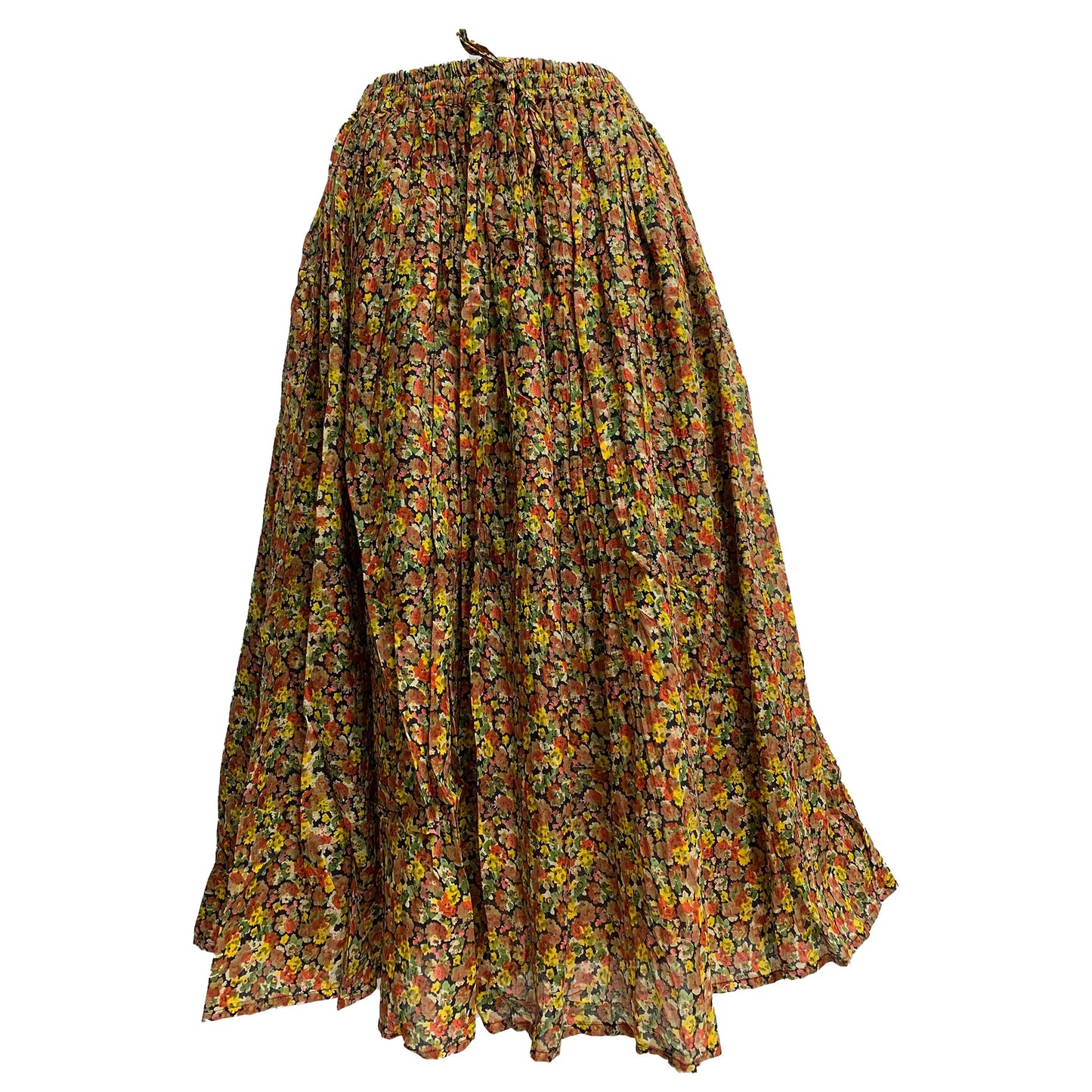 Multicolor Stippled Indian Gauze Cotton Crinkle Broomstick Long Skirt #65