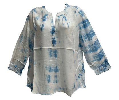 Indian Peasant Tie-Dye Y-Neck 3/4 Sleeve boho Tunic Blouse