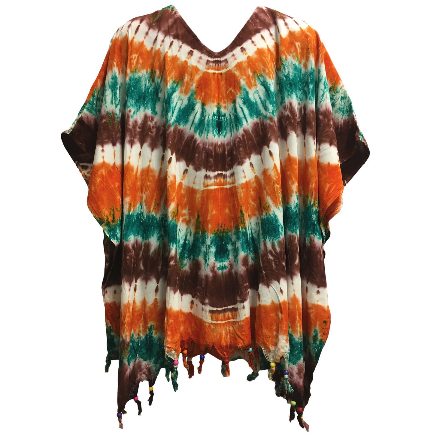 Boho Plus Size Tie-Dye Multi color Loose Fit Unisex Caftan Poncho Tunic Hippie Loose Fit Beach Kaftan Blouse Shirt