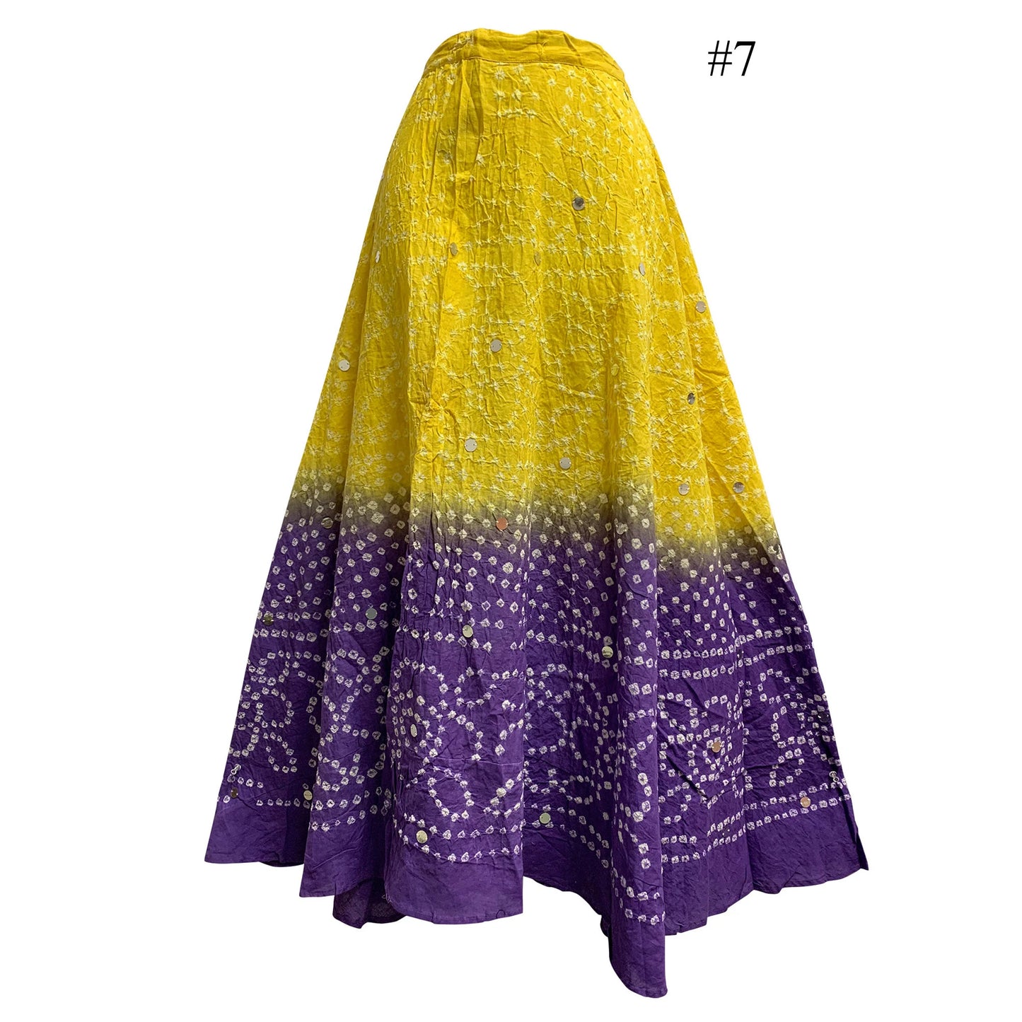 Bohemian Gypsy Indian Cotton Jaipur Bandhej Shimmering Sequined Tie-Dye Festival Boho Long Skirt