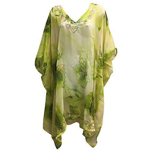 Missy Plus Indian Chiffon Cover Up Caftan Poncho boho beach wear Long Tunic Dress JK No2