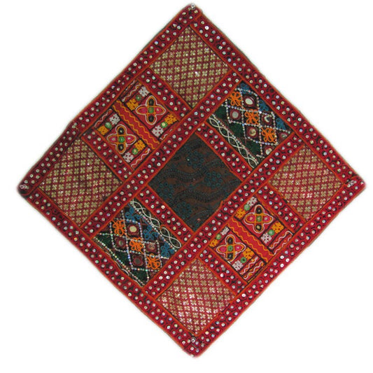 Handmade Patchwork Tribal Art Square Vintage Embroidered boho Beaded  Wall Hanging Tapestry Assortment