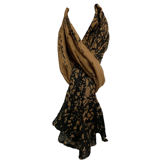 Brown Black Earth Tone Fringed Indian Cotton Long Scarf Stole Wrap JK261