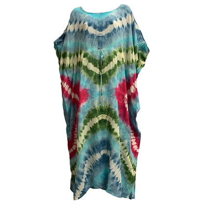 Missy Plus Indian Bohemian Gypsy Caftan Kaftan Coverup loose fit dress Tie-Dye Lurex #3