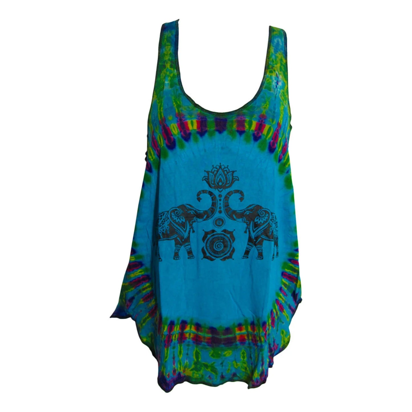 Elephant Sleeveless Stretchable Spandex Yoga Tie-Dye Tank Top Cami Blouse